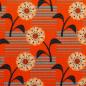 Preview: Baumwollcanvas Rocha Blumen, Streifen türkis/orange by Swafing